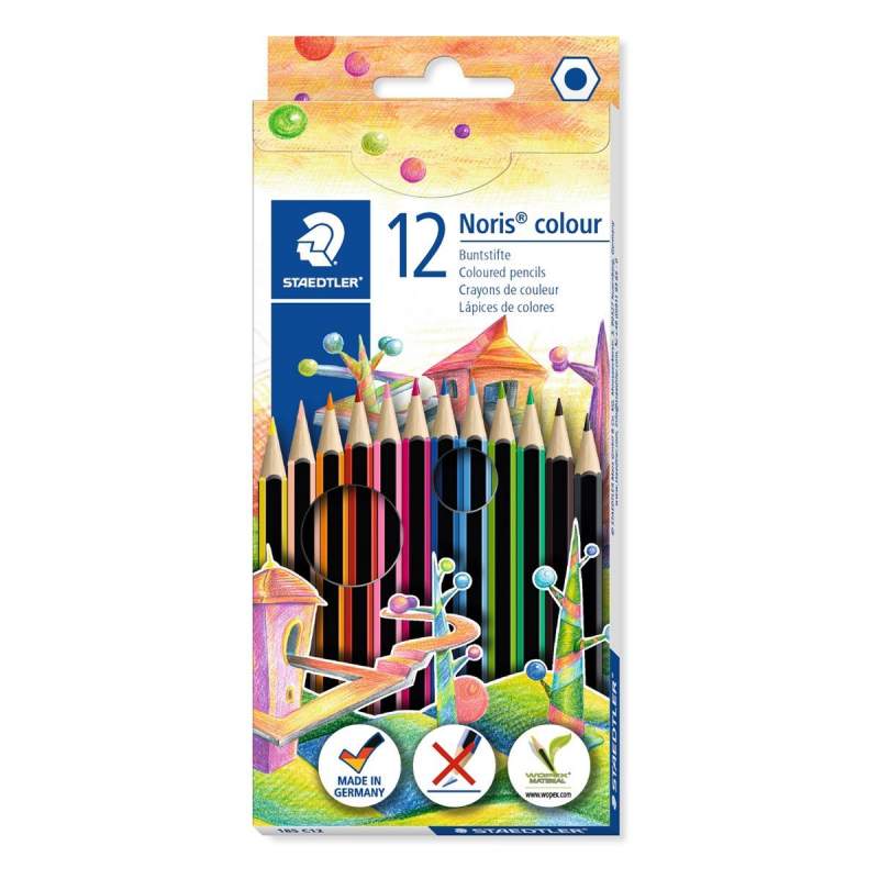 COLORED PENCILS Etui 12 crayons de couleurs à bois hexagonaux