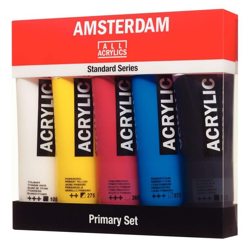 RAYART - Set primaire d’acryliques de la série Standard – 5 x 120 ml Amsterdam - Tunisie Meilleur Prix (Beaux-Arts, Graphique, P